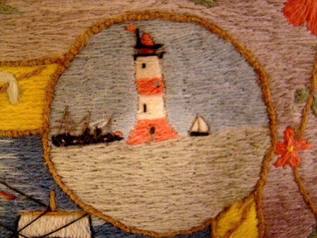 A Charming 19th century Sailor made Woolwork of a British Man of War circa 1870 — image 7